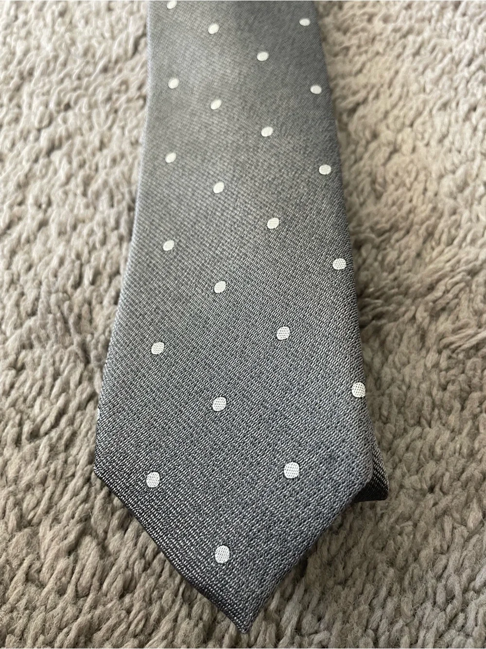 Banana Republic Gray Tie with White Polka Dots